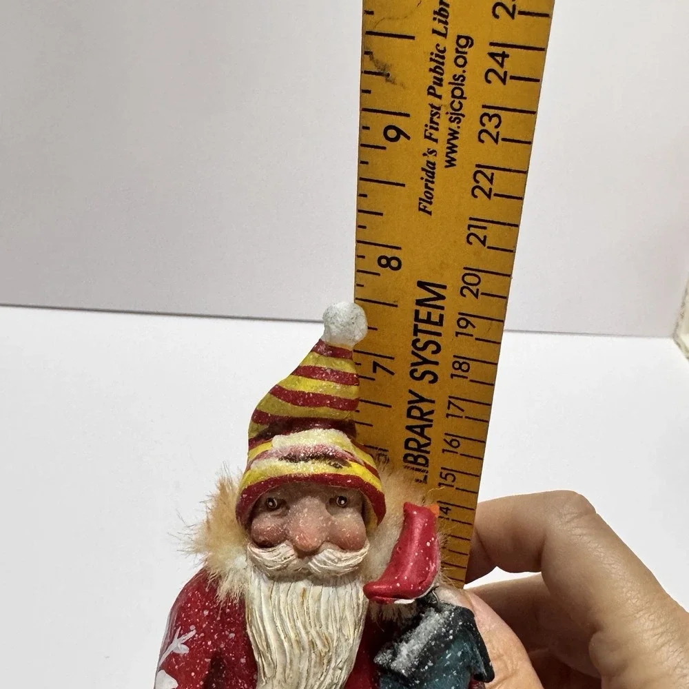 DEMDACO Patchwork Christmas Laura Benge Jolly Santa Old World Figurine 2015 Gift
